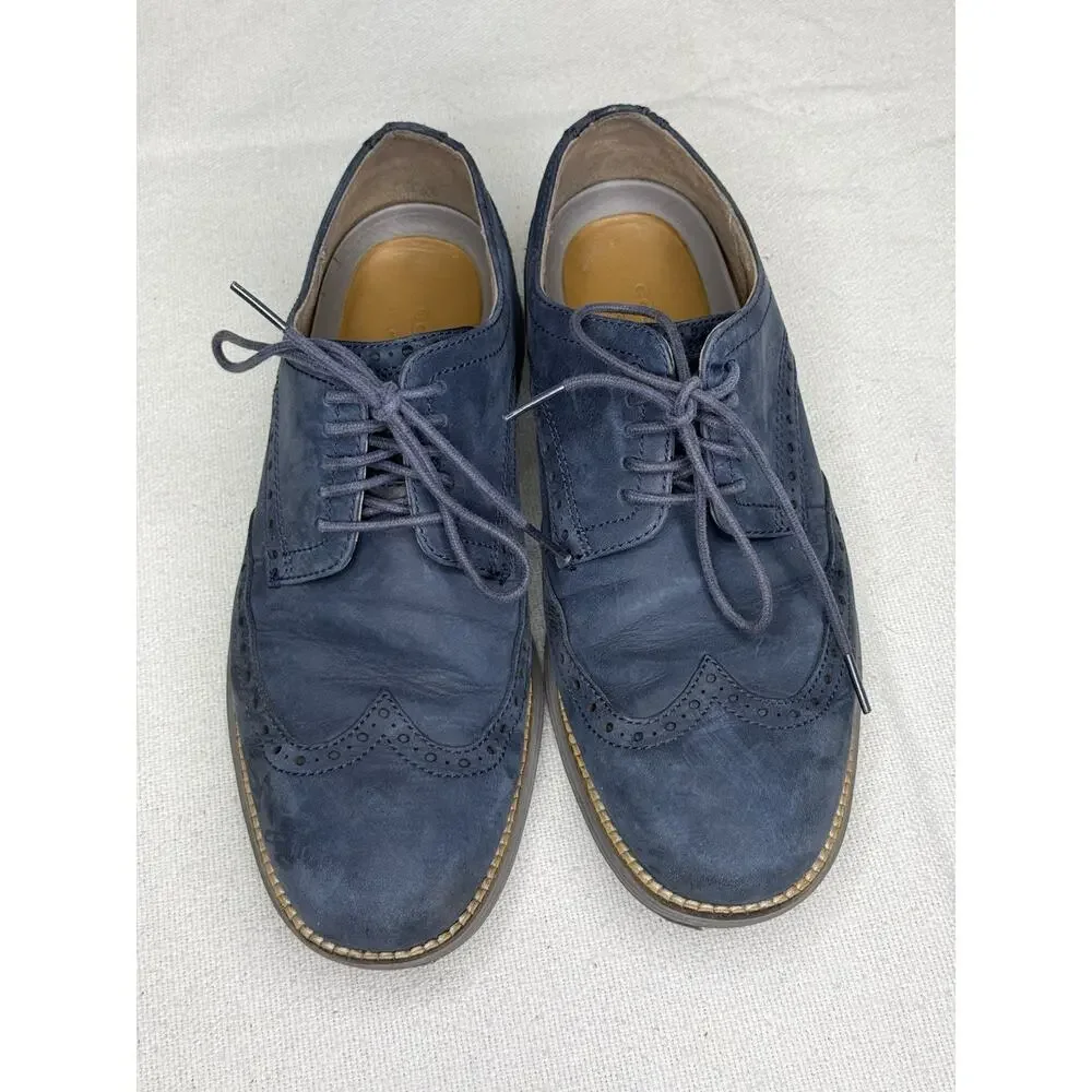 Cole Haan OG Wingtip Oxford Shoes Blue Nubuck Size 7.5 M Hybrid Brogue